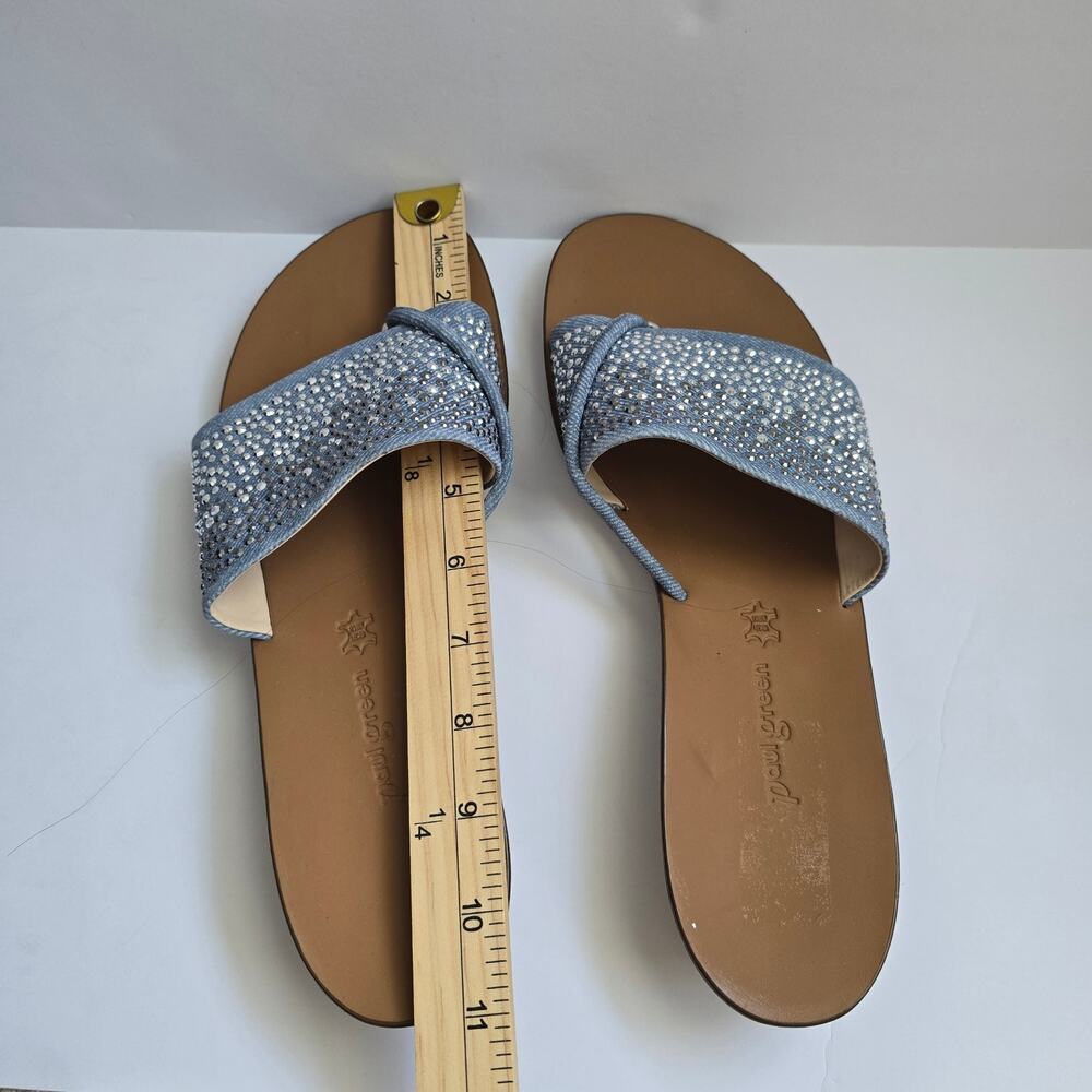 Paul Green Crystal Sandals Sz 8.5 Silver Rhinestone Thong Flat Retail $345 - Picture 6 of 7